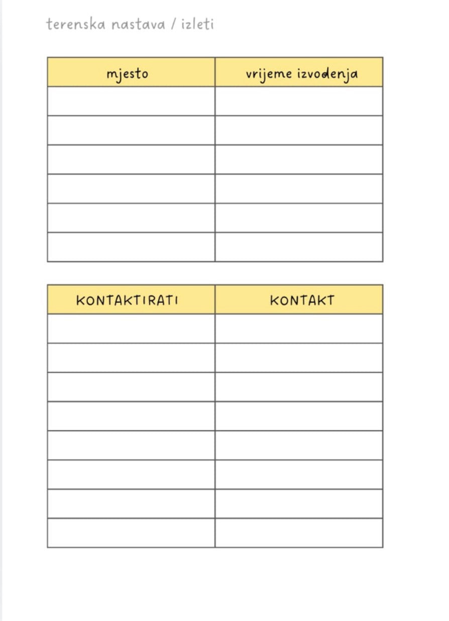 PlaNer (predmetna nastava) - unutrašnjost bez korica (za one koji imaju korice otprije) - PRETPRODAJA