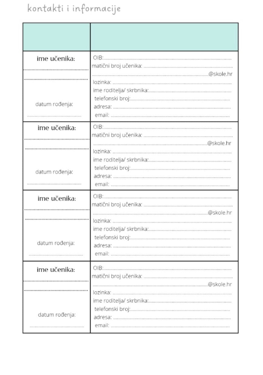 PlaNer (predmetna nastava) - unutrašnjost bez korica (za one koji imaju korice otprije) - PRETPRODAJA
